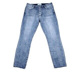 Stonefield Conrad Ankle High Rise Ankle Skinny Jeans Button Fly Raw Hem 32 x 27